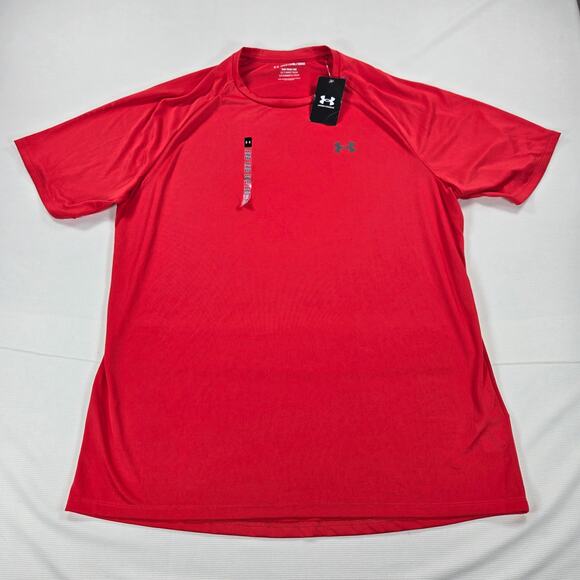 NWT Under Armour Loose Fit The Tech Tee Red Short Sleeve Shirt Men's Size XXL - Picture 1 of 7